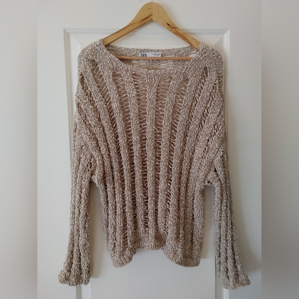 Zara Beige Oversized Chunky Knit Sweater ~ Size S
